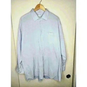 Oscar De La Renta Mens Blue Cotton Spread Collar Dress‎ Shirt Size 19 34-35